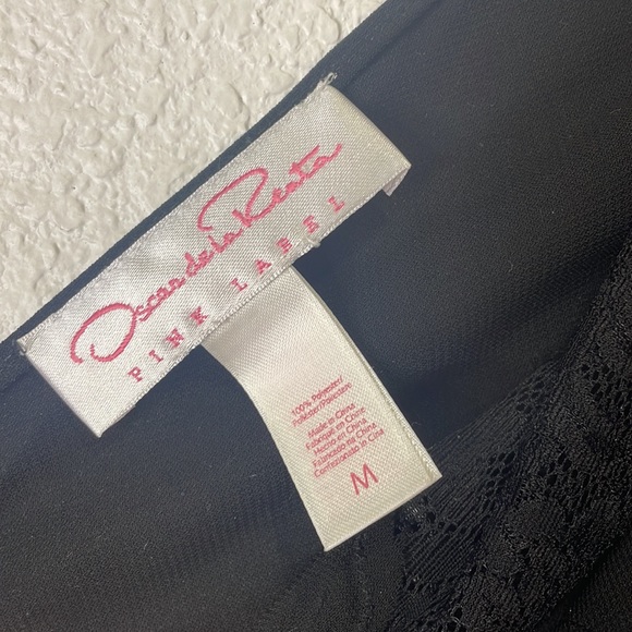 VINTAGE OSCAR DE LA RENTA BLACK DRESS LIGHTWEIGHT EMBROIDERY &LACE V NECK M - Picture 4 of 8